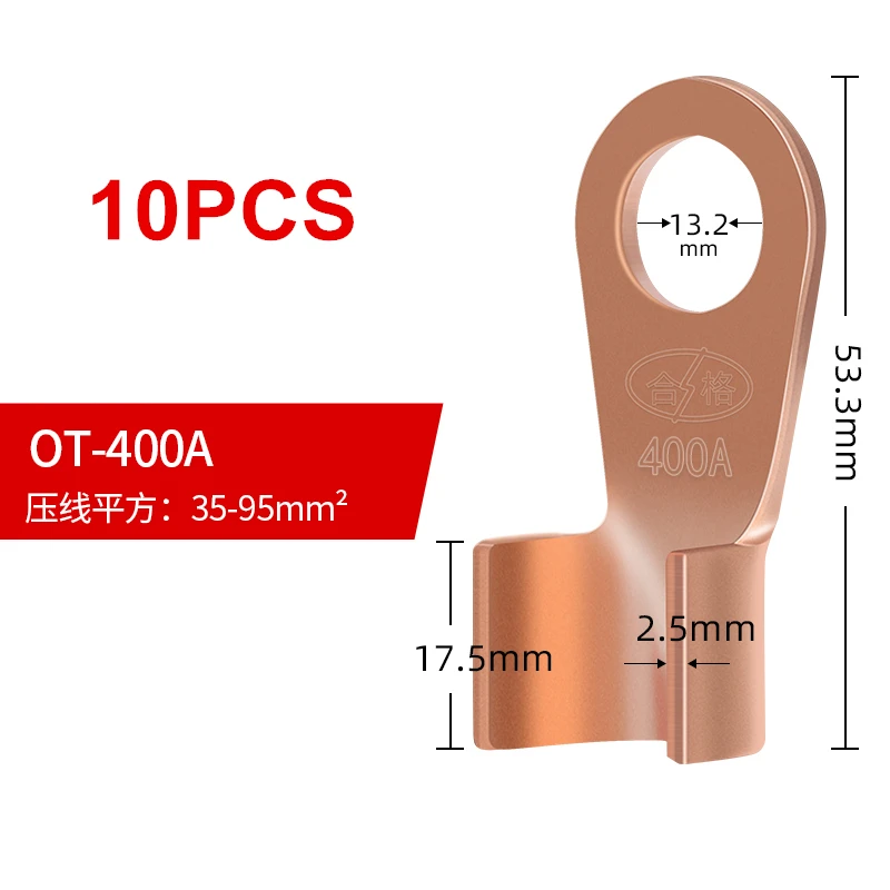 Кабельные Клеммы 1/5/10 шт., наборы 250A/300A/400A/500A/600A/800A/1000A, Тип OT, Клеммная колодка из чистой меди, обжимной соединитель для проводов