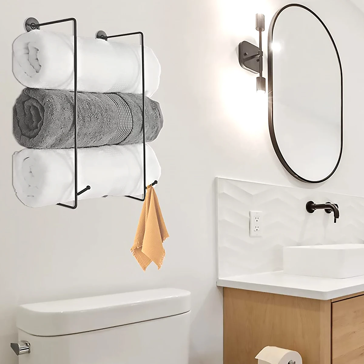

Комплект из 2 вешалки для полотенец, прочный держатель для полотенец из сплава с крючками, настенная Полка для полотенец для ванной комнаты, ...