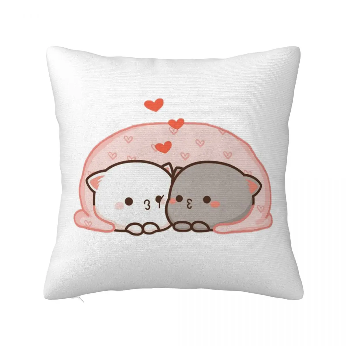 

Peach And Goma Pillowcase Printing Polyester Cushion Cover Decorations Cat Couple Throw Pillow Case Cover Bed Zipper 40*40cm