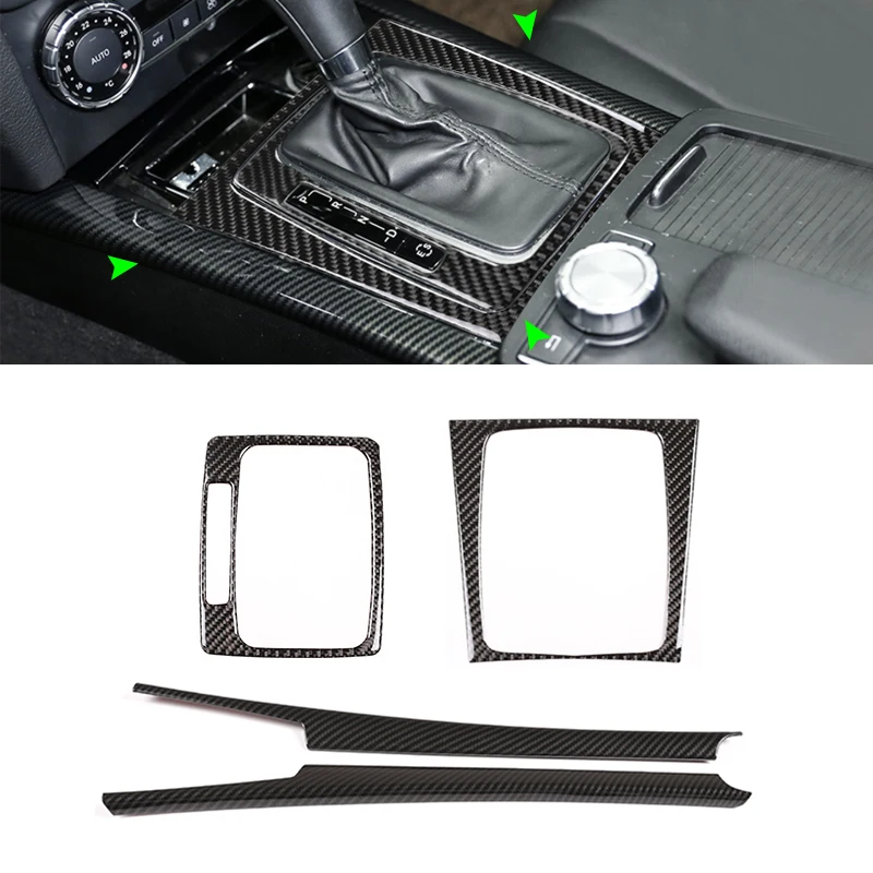 

For Mercedes Benz C GLK Class W204 X204 Car Carbon Fiber Texture Interior Central Console Gear Shift Panel Frame Cover Trim