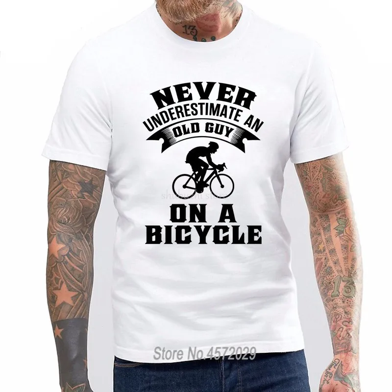 

Fashion Men's T Shirts 6tn Mens Never Underestimate An Old Guy On A Bicycle Funny Cyclist T Shirt euro size sbz4098