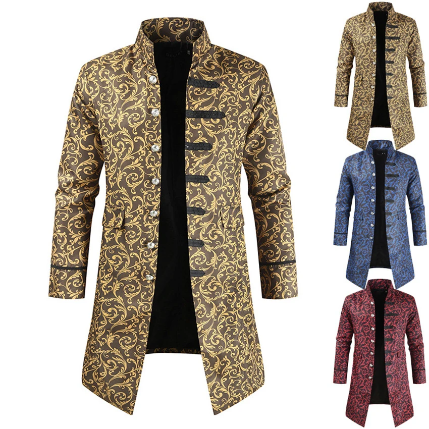 

New Punk Men's Outerwear for Autumn Winter Fashion Jacquard Weave Coat Men Casual Retro Coat Clothing Man