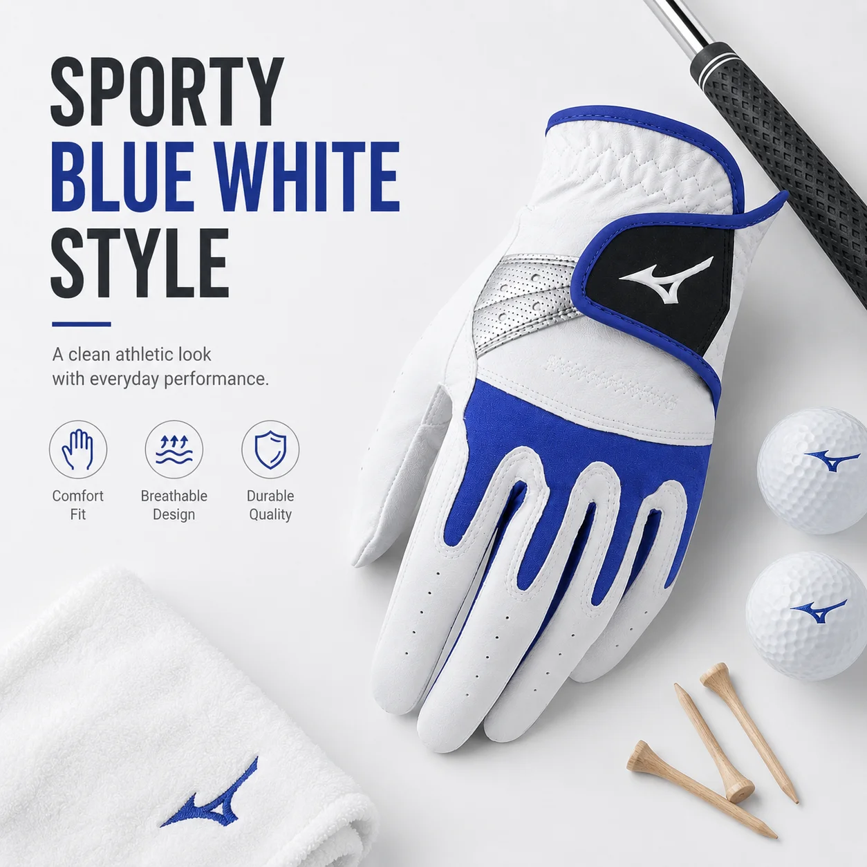 Фото Мужская перчатка для гольфа Mizuno: профессиональный аксессуар для тренировок, дышащий, из мягкого материала, прочный, с противоскользящим покрытием №4