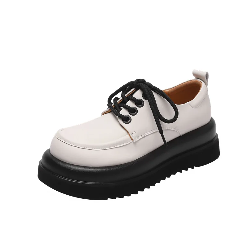 White Vintage Lolita Shoes Women 2022 Spring Summer Fashion Comfortable Lace Up Platform Oxford Loafers Casual Sneakers Women