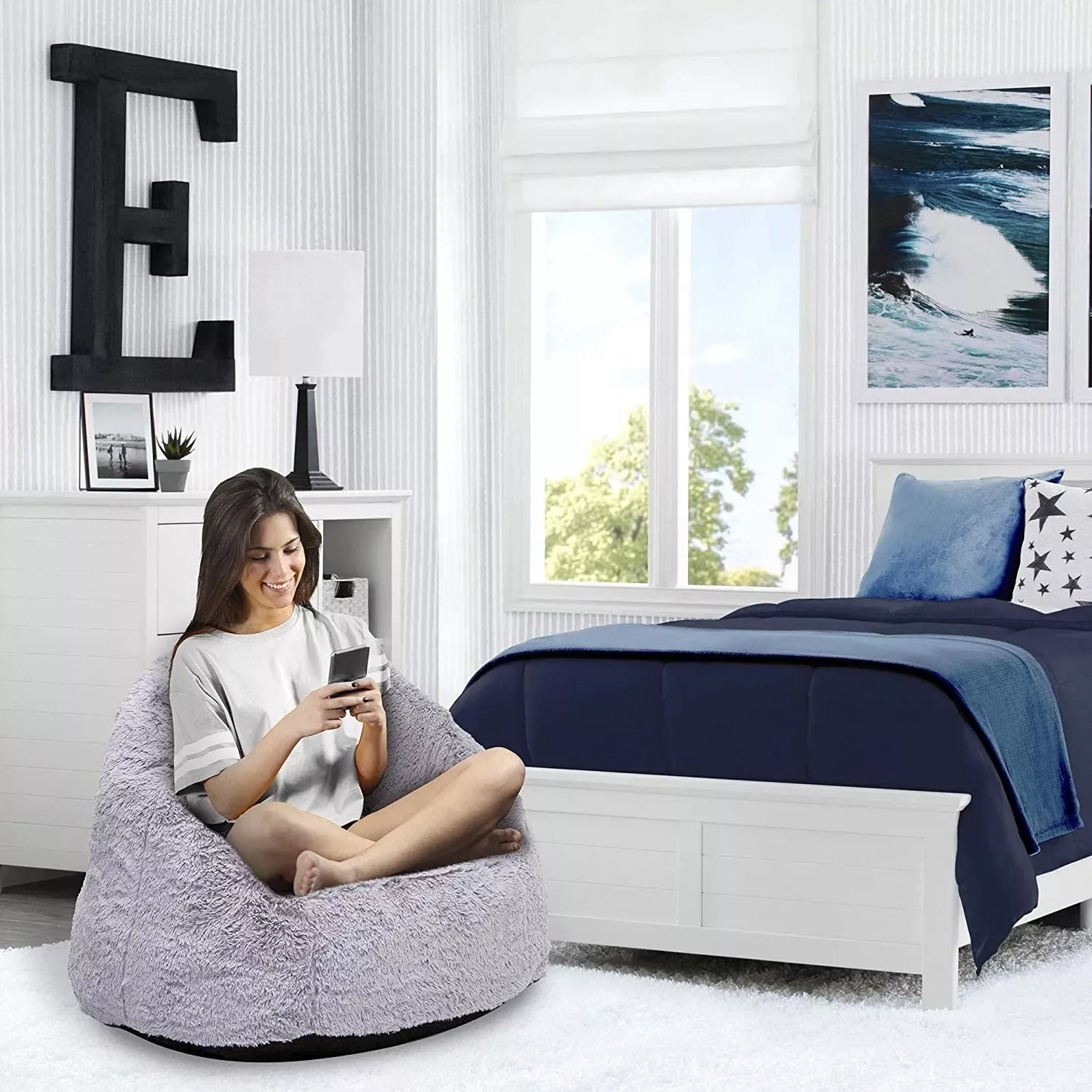 

Удобный диван для гостиной, спальни и общежития для взрослых, одноместный диван, пушистый диван светильник-серый, большой игровой