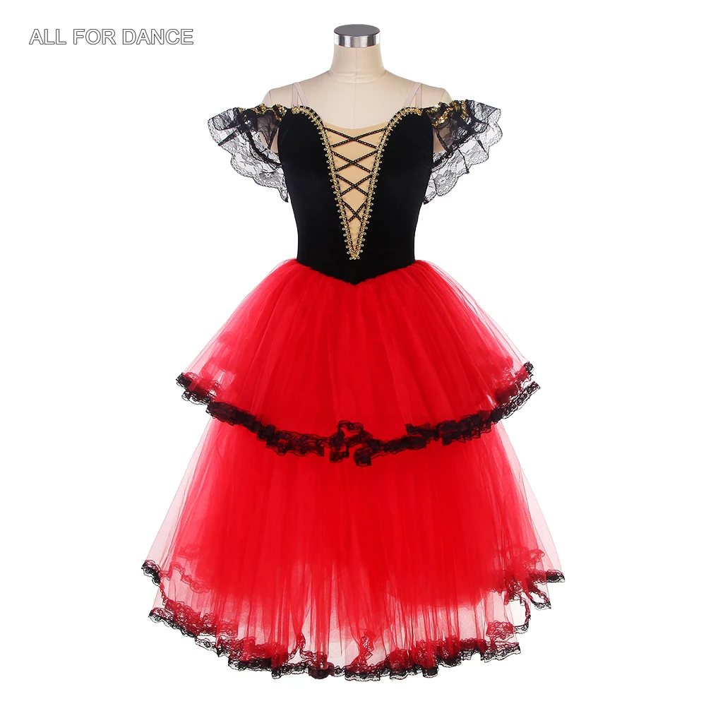 22562 Черный бархат с желтыми тюлевыми пачками балетные пачки для испанских групп