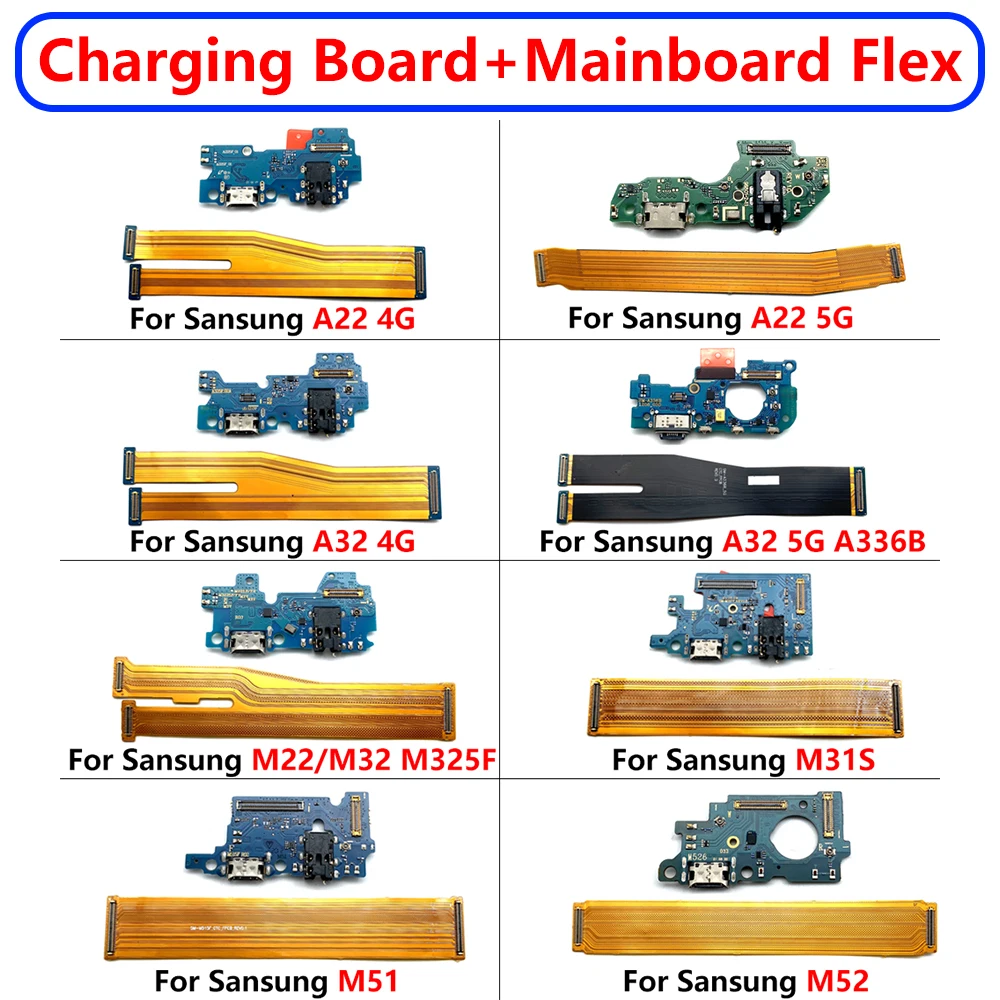 

NEW USB Charging Port Connector + Main Motherboard Flex Cable For Samsung Galaxy A22 A32 4G A33 5G 4G M22 M31S M32 M325F M51 M52