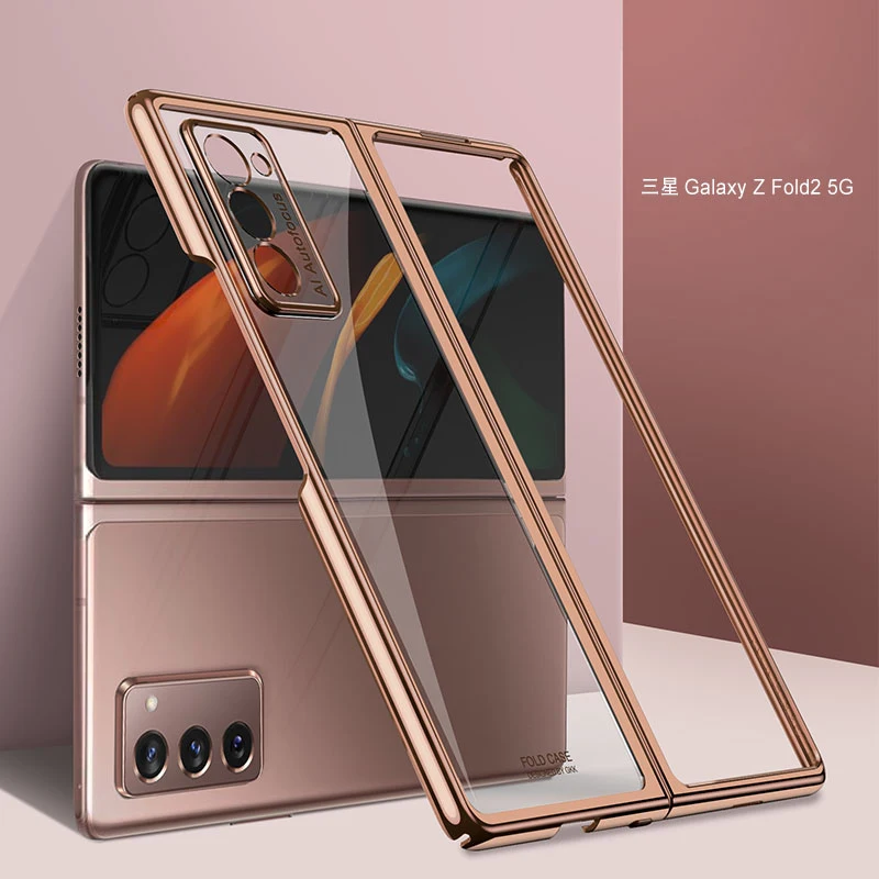 

Luxury Plating Clear Hard Case For Samsung Galaxy Z Fold 2 Transparent Case Front Back Full Protection Cover for Galaxy Z Fold 2