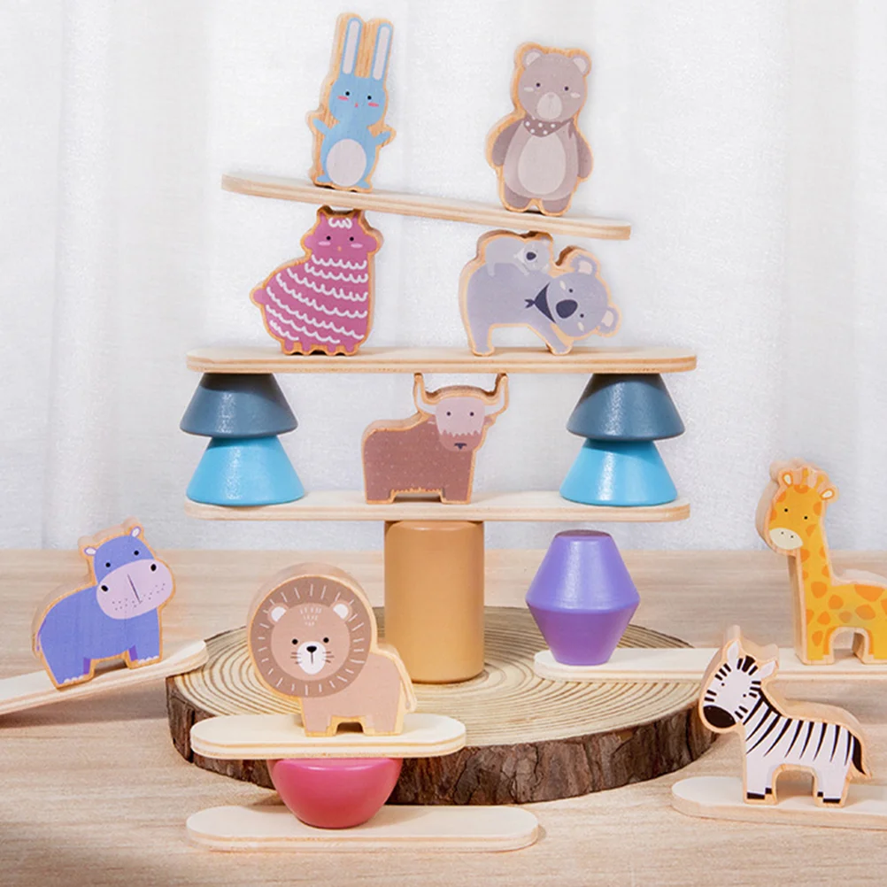 

Balance Toys Stacking Plaything Children Educational Blocks Piece Animal Kids Wooden