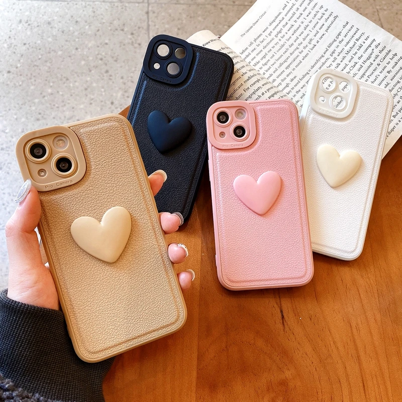 

Luxury Cortex Love Heart Phone Case For iphone 11 12 13 Pro Max XS X XR 7 8 Plus Shockproof Bumper Silicone Cover