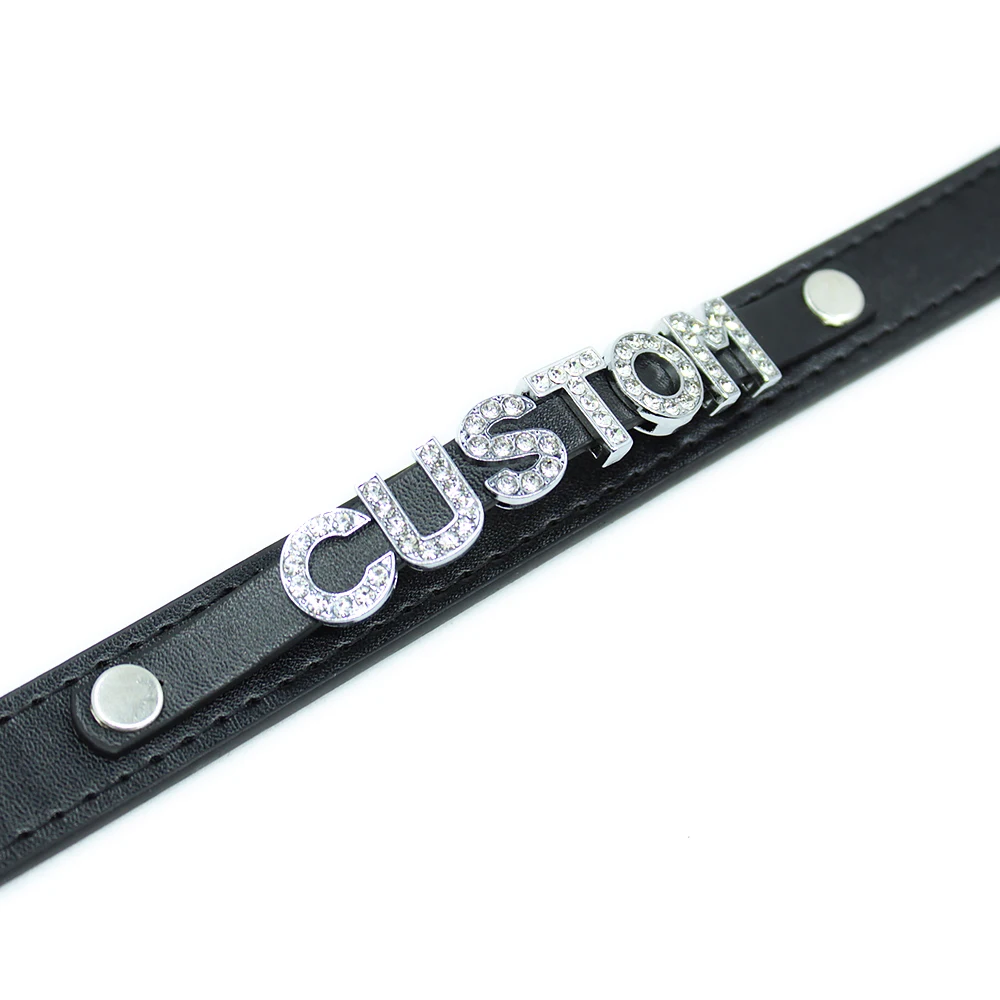 Готическая черная искусственная кожа со стразами и буквами на заказ