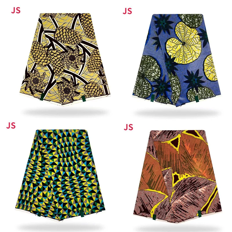 

2022 New African Golded Wax Fabric 100% cotton High Quality Nigeria Fabric Wax Print Ankara Wax For Sewing 6 yards Women Fabric