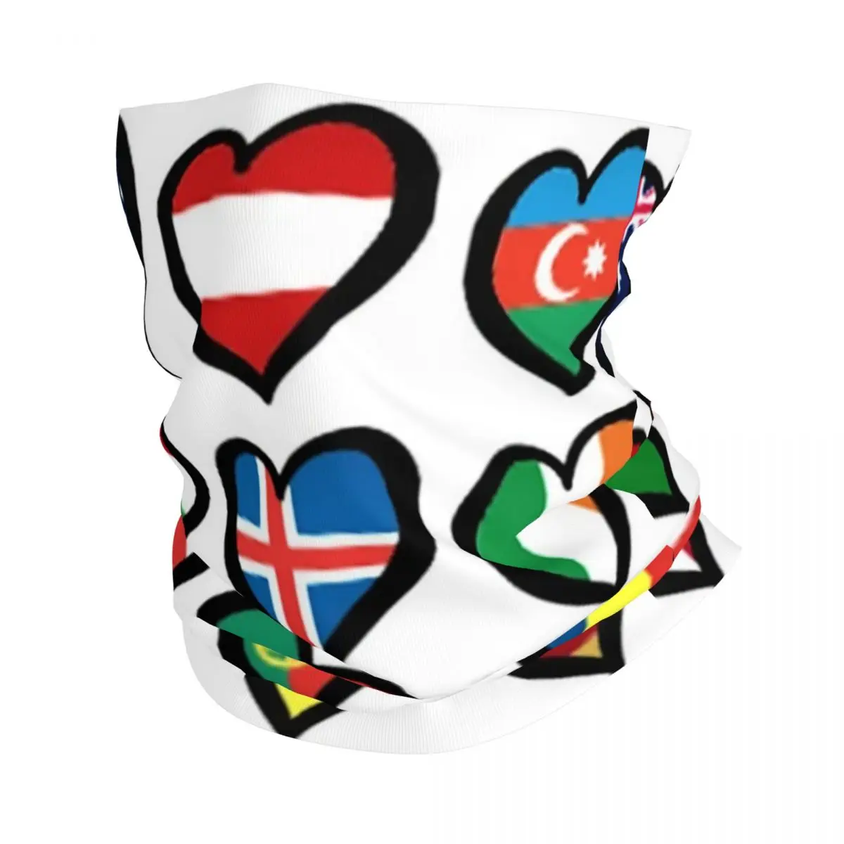 

Eurovision Song Contest Flags Hearts Bandana Neck Gaiter Printed Face Scarf Multifunction Cycling Scarf Hiking Fishing Men Women