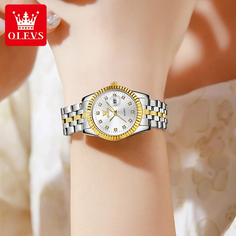 OLEVS Luxury Brand High Quality Women Watch Casual Simple Quartz Watches Luminous 30M Waterproof Calendar Display Clock Gift