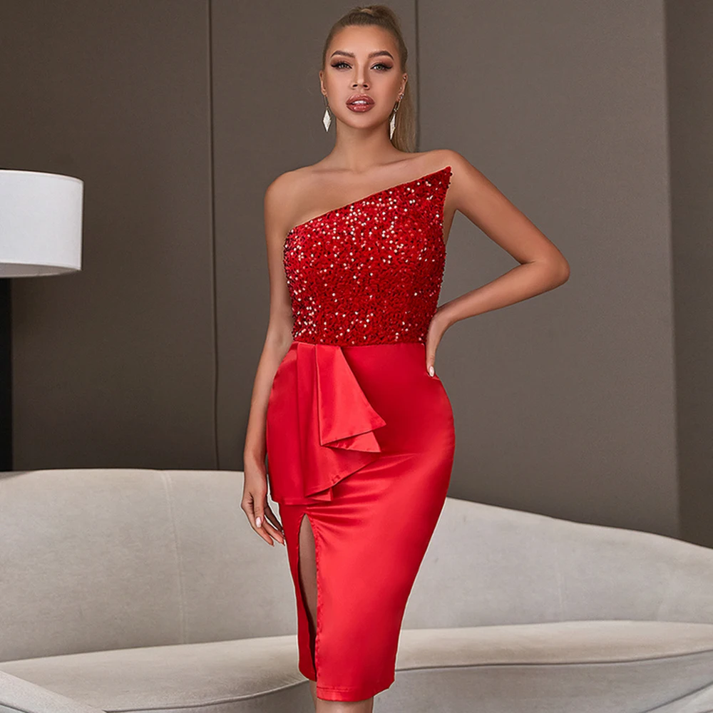 Rocwickline New Summer and Autumn Women's Ball Dress Sexy & Club Celebrities Accessible Luxury Sequined Elegant Vintage Dress