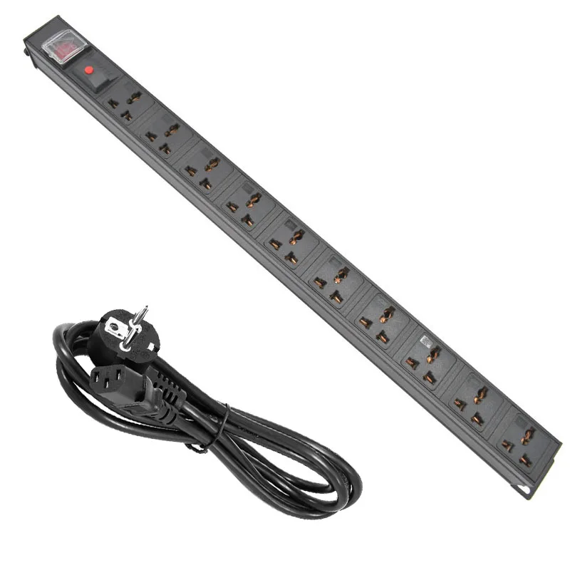 

PDU power strip 10 Unit Universal output socket Network Cabinet Rack Switch overload protection UK/US/AU/EU/ PLUG IEC-C14 port