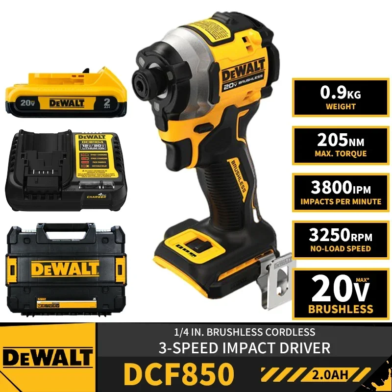 

DEWALT DCF850 комплект в бесщеточный беспроводной 3-скоростной ударный драйвер 20 в литиевый инструмент Электрическая дрель нм с зарядным устройством