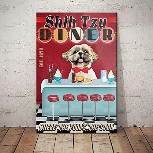 

Dog Metal Tin Signs Print Poster Diner Where The Food'S The Star Home Art Wall Decor Restaurant Bar Cafe Decoration