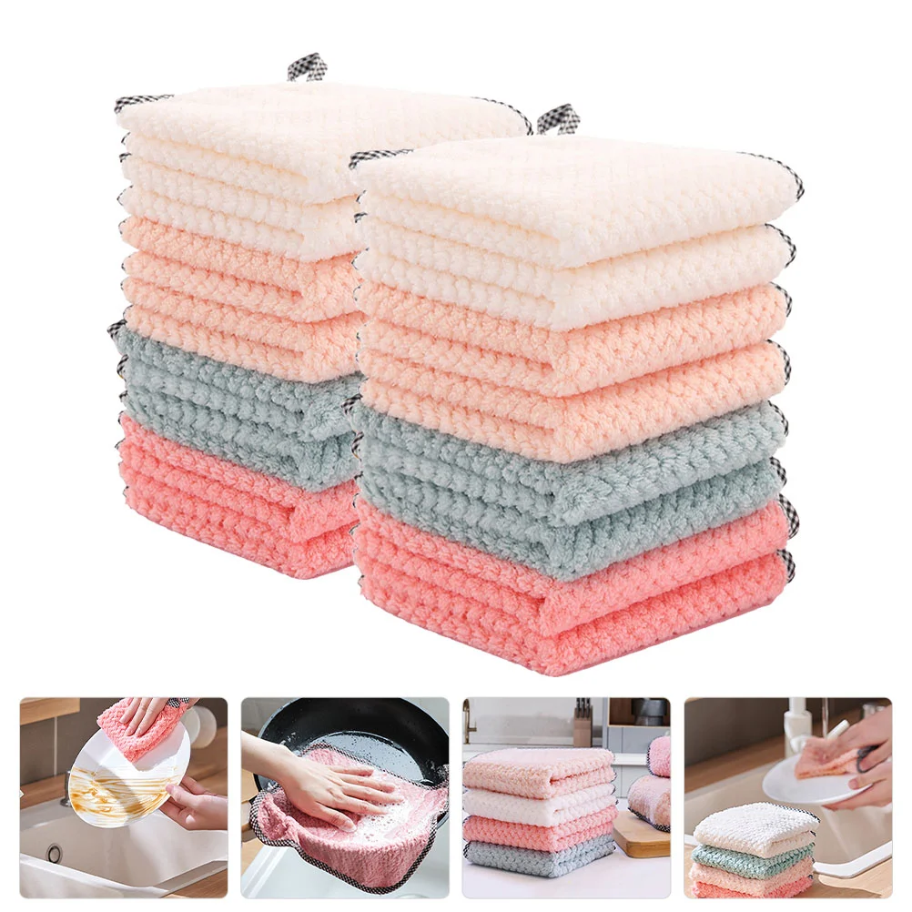 

16pcs Kitchen Washcloths Convenient Dish Towels Cutlery Washing Cloths Practical Dish Clean Cloths