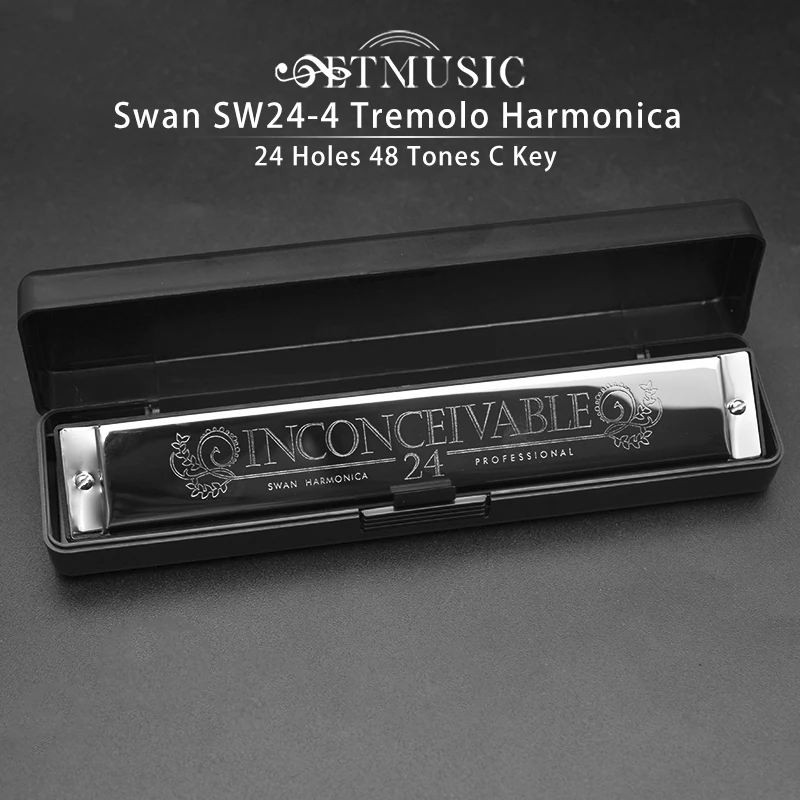 

Swan SW24-4 Tremolo Harmonica 24 Holes 48 Tones C Key with Black Box