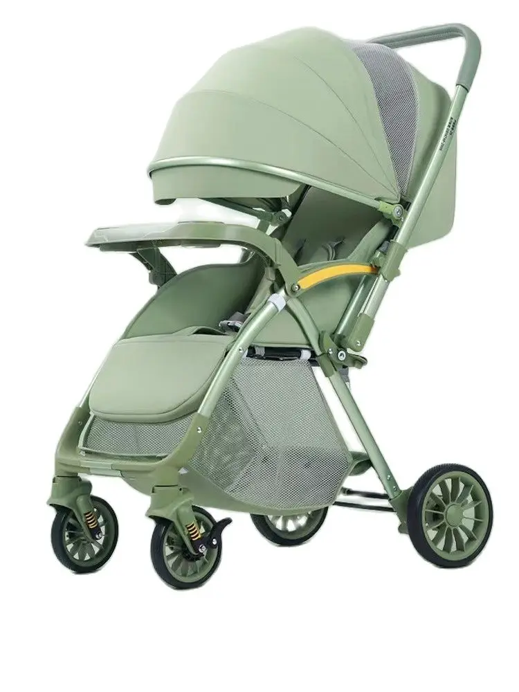

Two-way high-view stroller can sit on a portable folding stroller with four-wheeled shock absorbers