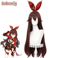 bubuwig synthetic hair genshin impact amber cosplay wig women 80cm long straight brown party lolita wigs heat resistant