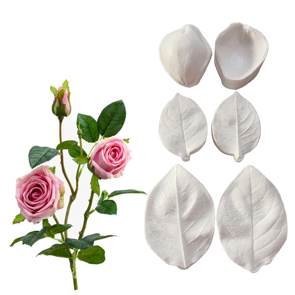 

New Rose Silicone Mold DIY Pastry Cake Fondant Leaf Mould Dessert Chocolate Flower Clay Decoration Kitchen Bake Tool M2879