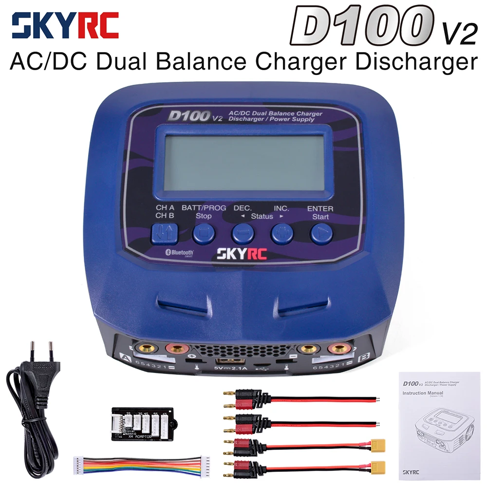 

Балансирующее зарядное устройство SKYRC D100V2 для литий-полимерных аккумуляторов переменного/постоянного тока, 1S-6S, Двойной источник питания п...
