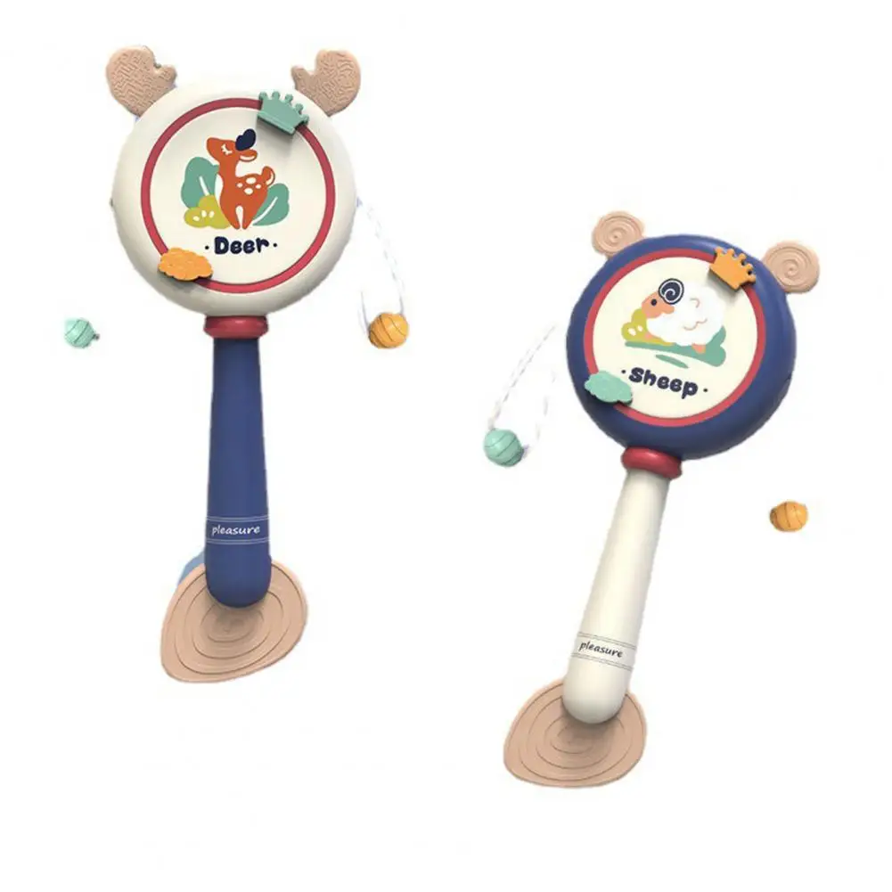 

Rattle Drum Toy Cartoon Deer Educational Toy Baby Silicone Hand Bell Musical Instrument Toy Cartoon Rattle Christmas Gift