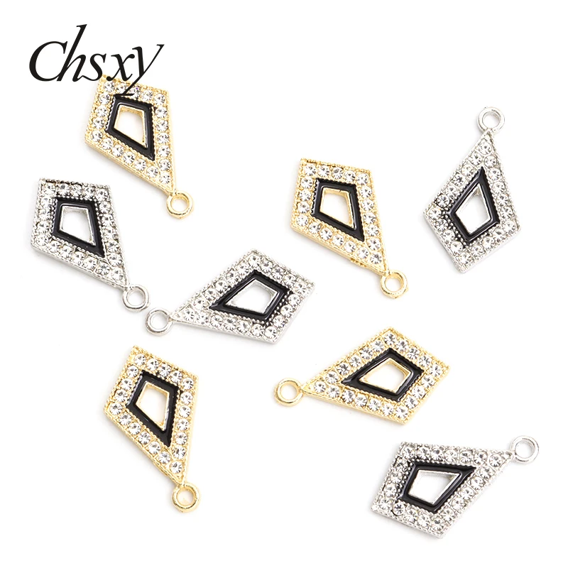 

10pcs Rhombic Teardrop Crystal Enamel Charms 13*24mm Fashion Alloy Drip Oil Pendants For Making DIY Jewelry Earrings Accessories