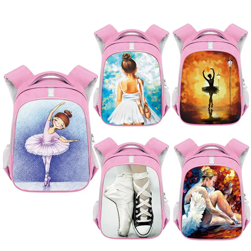 

Ballet Girls Primary School Backpack Polyester Girls Pink School bag Fashion Reduction Reflective Strip Backpack Mochila Mujer