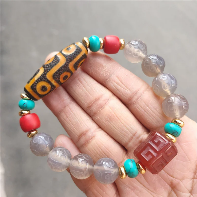 Ювелирные изделия из бусин Тибетский Ретро этнический стиль Dzi Агат булавка