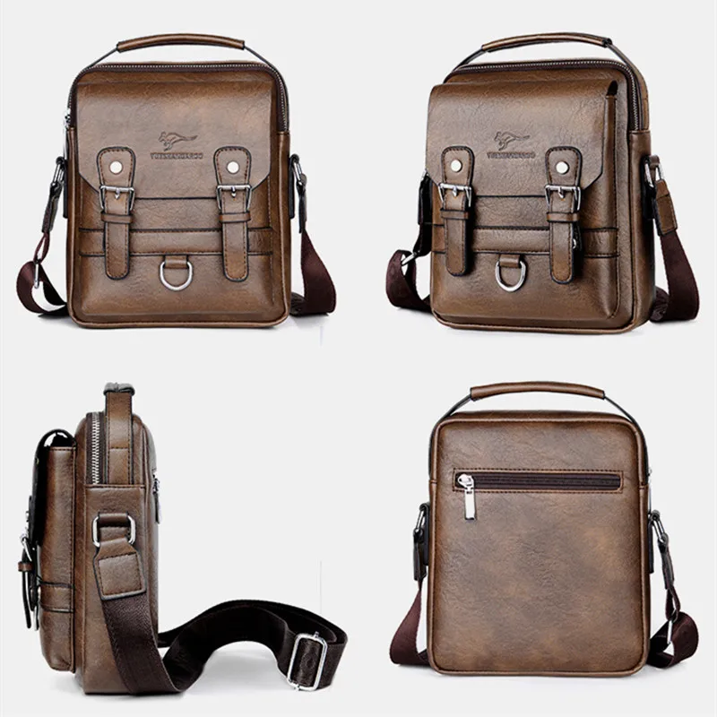 Vintage Leather Shoulder Bag For Men Luxury Casual Man Crossbody Messenger Bag Small Strap Handbags Male Tote Bag