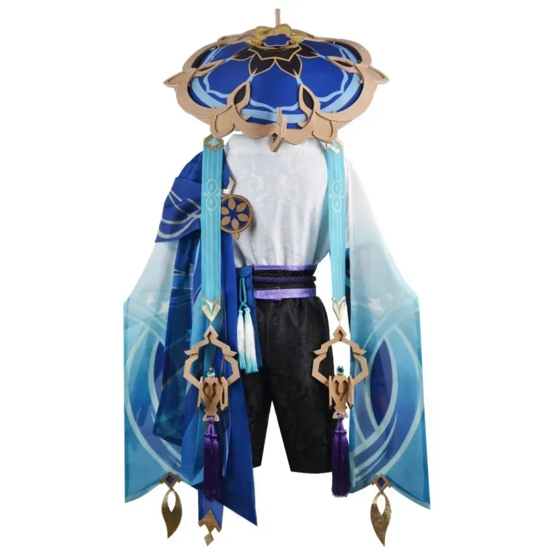 Игра Genshin Impact Wanderer Scaramouche Косплей Полный комплект одежды Парик Шляпа Аниме