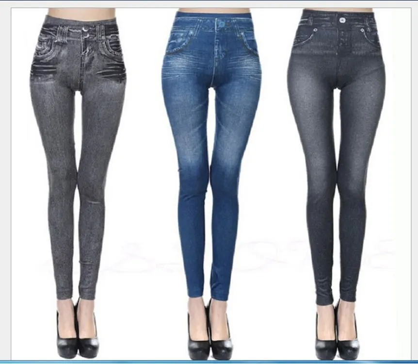

Sexy Faux Jeans Leggings Women Stretch Printed Short Leggins Plus Size Calf-Length Pants Summer Breeches High Waist Jeggings