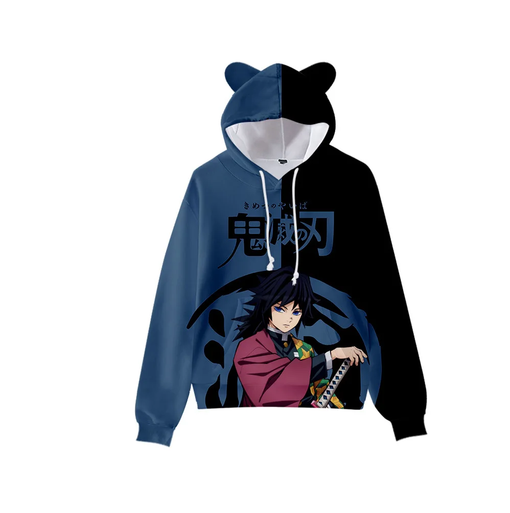 

Trendy Anime Demon Slayer Pullover Women Hoodie Cat Ears Cartoon Sweatshirt Teens Boys Girls Cosplay Costume Hoodies Sweatshirts