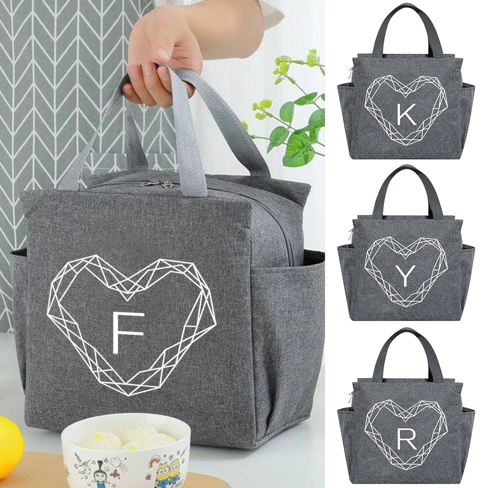 

Lunch Bag Cooler Tote Portable Insulated Box Diamond Letter Print Thermal Food Container Picnic Large Capacity Travel Lunchbox