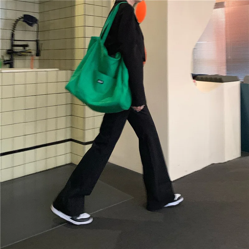 2023 Solid Canvas Bag New INS Women's Bag Large Capacity and Simple Korean Version One Shoulder Art Skew Straddle Bag