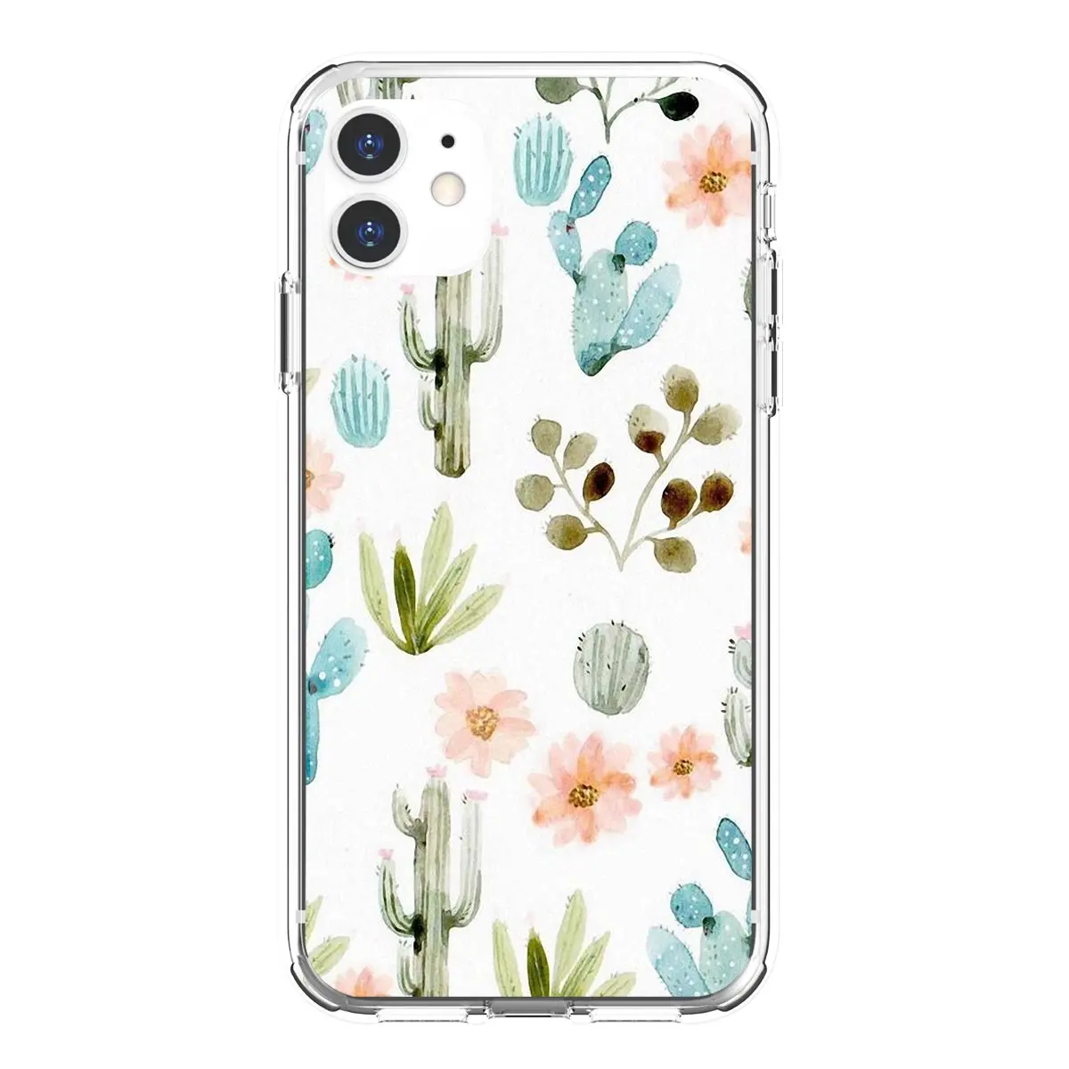 Прозрачный мягкий чехол для Xiaomi mi Redmi Note 3 4 4X 5 6 7 8 8t 9 9s 9t 10 pro lite Cactus-цветы-зеленые