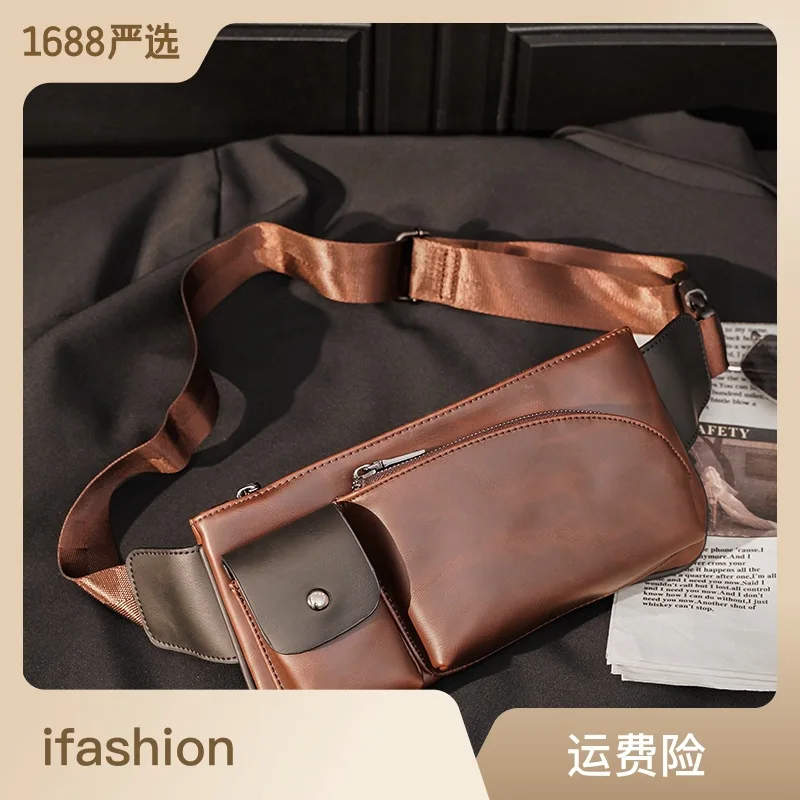 

New shoulder bag men's retro chest bag crossbody bag sports small bag leisure waist bag Korean version of the male package tide
