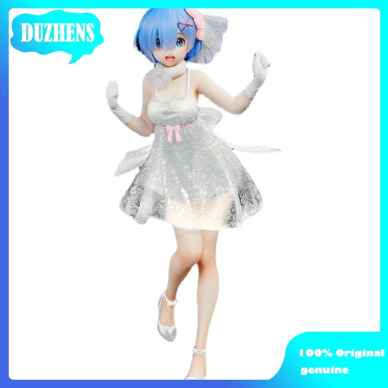 

100% Original:Anime Re:Zero REM White crystal dress 23cm PVC Action Figure Anime Figure Model Toys Figure Collection Doll Gift