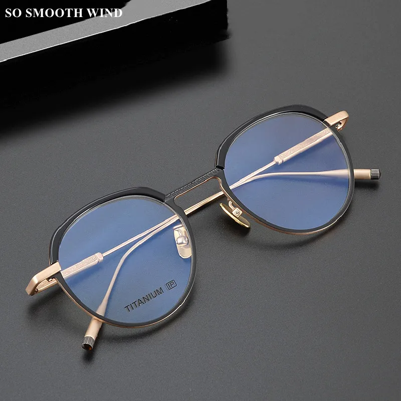 Pure Titanium Glasses Frame Ultra-light Men Women Retro Round Optical Eyeglasses Myopia Prescription Spectacle Eyewear Universal