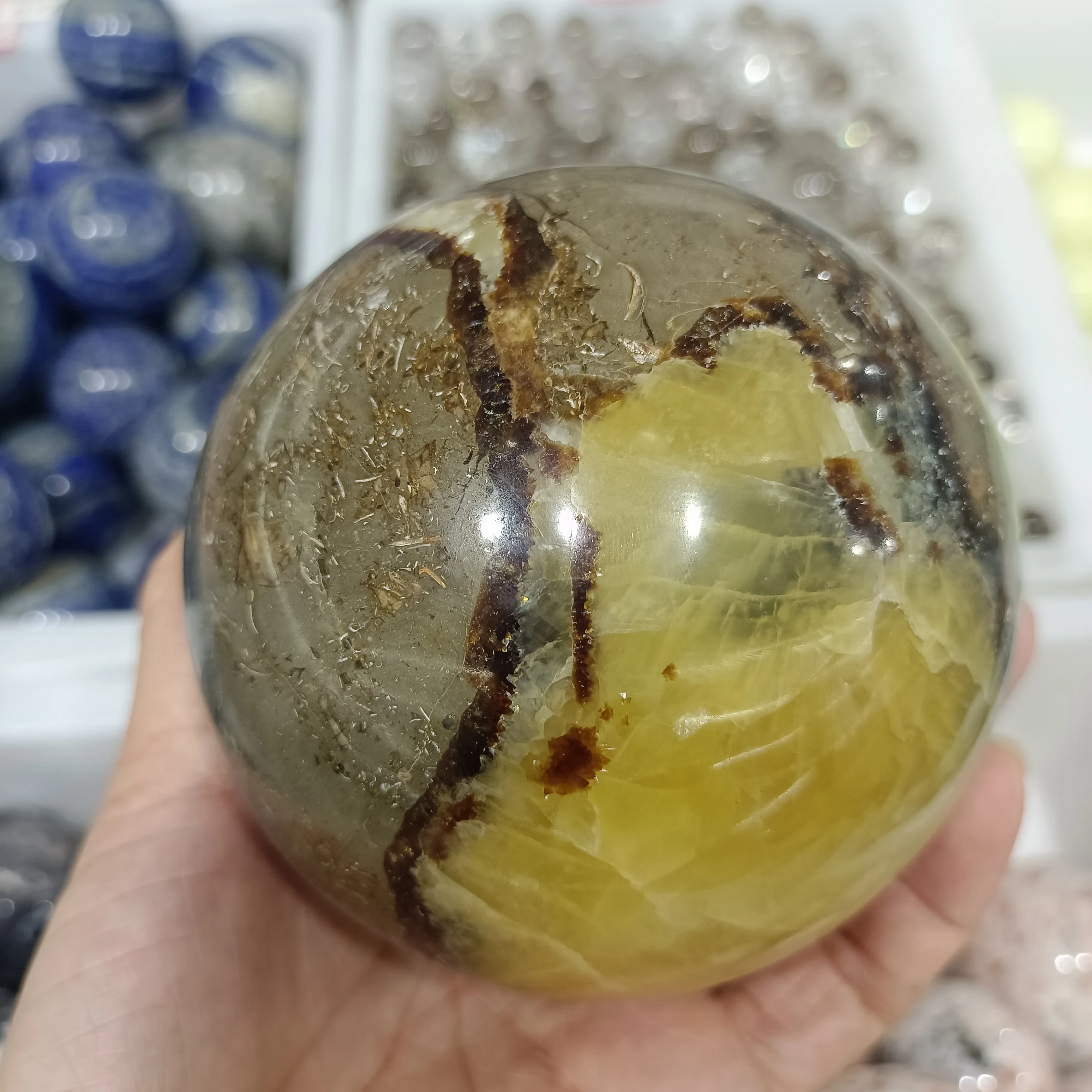 Natural turtleback stone ball hand-polished crystal energy home office decoration craft gifts