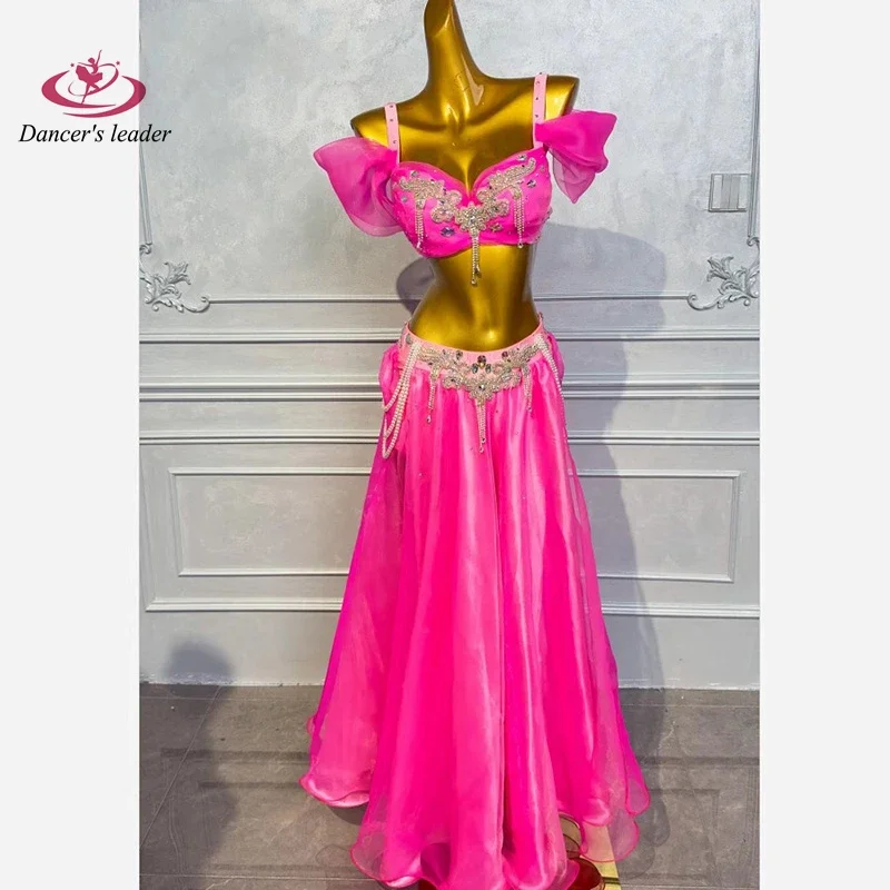 Фото Профессиональное платье для танца живота yesBelly Dance: Элитный комплект с бюстгальтером-розой и разрезом, для взрослых женщин, стандартная сценическая профессиональная одежда №3