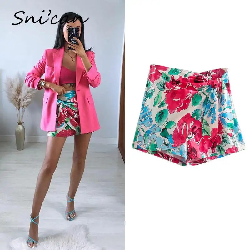 

Pink Floral Knots Skirt Women Fashion Summer High Waist A Line Loose Mini Faldas Mujer Casual Female Bottom 2022 Jupe Femme New