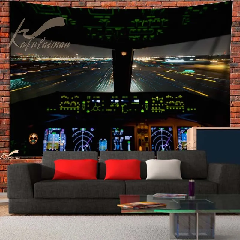 

Aircraft Cockpit Tapestry Plane Sky Wall Hanging Airport Fans Home Wall Hanging Home Decoration Dropshipping