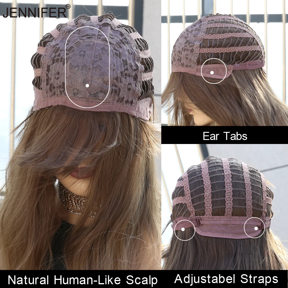 Синтетические парики длинные прямые Многослойные Омбре блонд полные с челкой