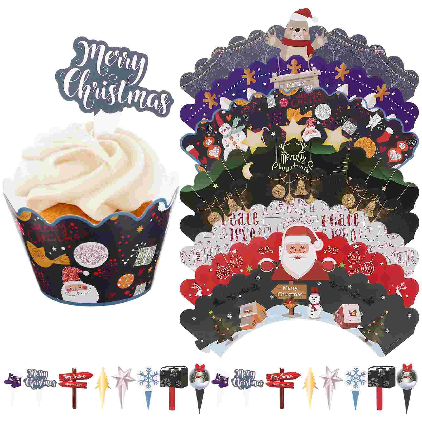 

Christmas Cupcaketoppers Wrappers Cake Party Picks Paper Cups Wrapper Dessert Reveal Gender Shower Baby Glitter Stand Fondant