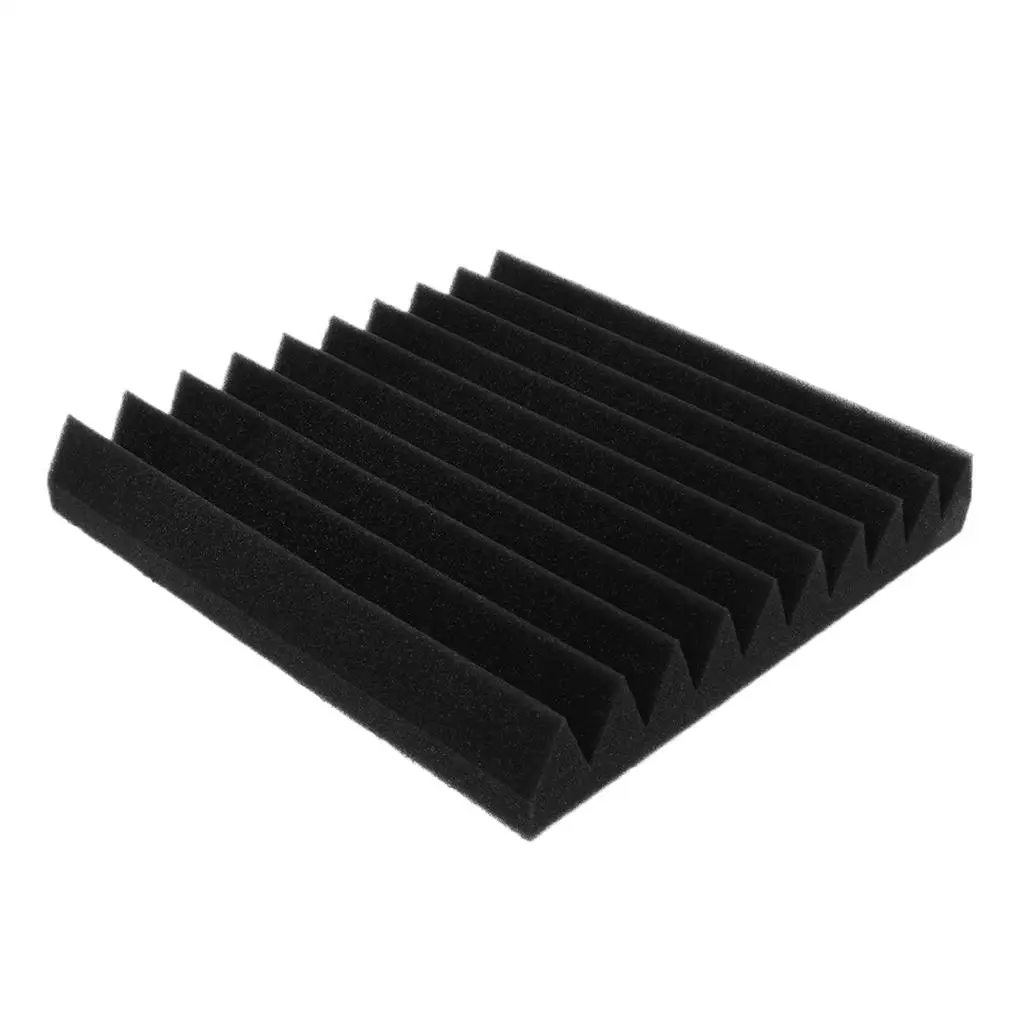 

Professional Studio Acoustic Control Foam Panel Noise Insulation Sponge Wedge Wall Tile 10 Slot Black 30 x 30cm