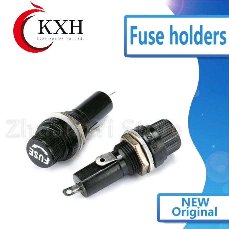 

10 шт./лот, черный держатель предохранителя, стеклянная трубка 5*20, 6*30 мм, держатель предохранителя, предохранитель 2 см